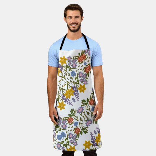 花パターン エプロン (着用した状態)