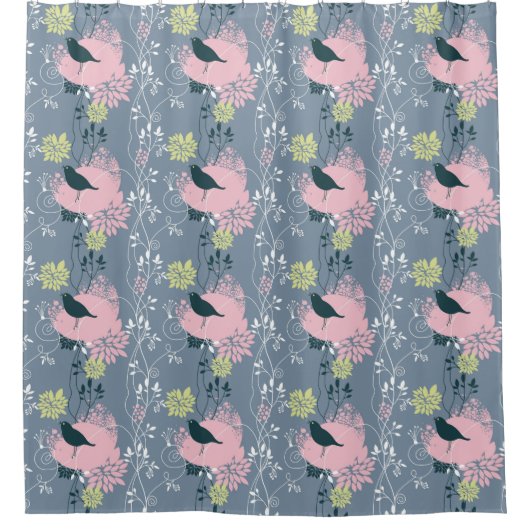 花パターン シャワーカーテン (正面)