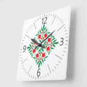 花パターン スクエア壁時計 (傾斜)