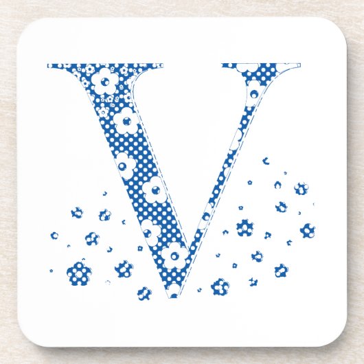 花パターンV（青） コースター (正面)