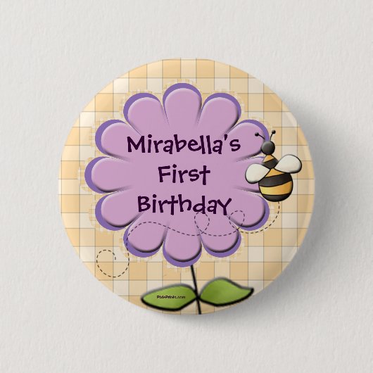 花パッチボタン 缶バッジ (正面)