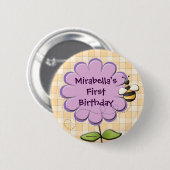 花パッチボタン 缶バッジ (正面&裏面)