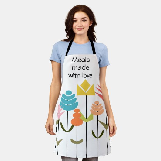 花パッチ エプロン (着用した状態)