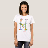 花パーソナライズされたお洒落モノグラム(H) Tシャツ (正面フル)