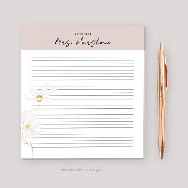 花パーソナライズされたが並んだ先生用メモ帳 ノートパッド