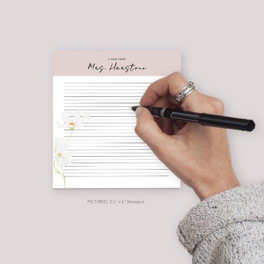 花パーソナライズされたが並んだ先生用メモ帳 ノートパッド