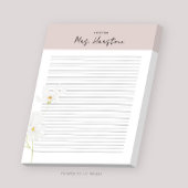 花パーソナライズされたが並んだ先生用メモ帳 ノートパッド