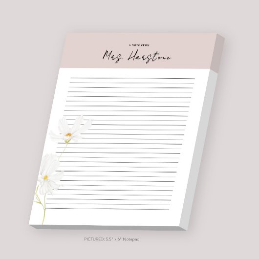 花パーソナライズされたが並んだ先生用メモ帳 ノートパッド