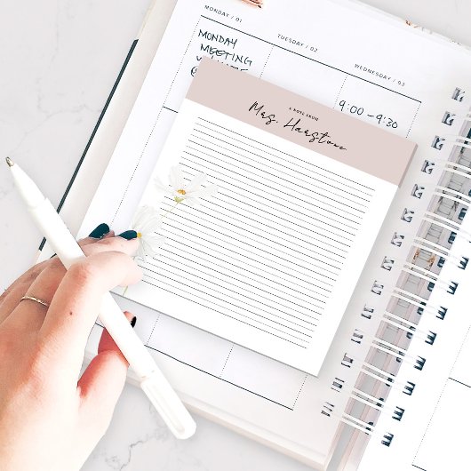 花パーソナライズされたが並んだ先生用メモ帳 ノートパッド