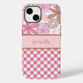 花パーソナライズされたと格子柄の電話ケース Case-Mate iPhoneケース (裏面)
