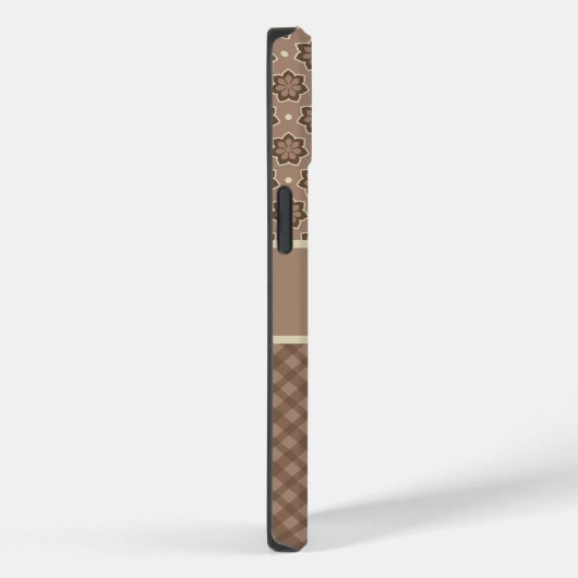 花パーソナライズされたと格子柄の電話ケース Case-Mate iPhoneケース (裏面 / 右)