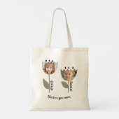 花パーソナライズされたの写真と名前 トートバッグ (裏面)