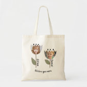 花パーソナライズされたの写真と名前 トートバッグ (正面)