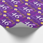 花パーソナライズされたの名年46歳の紫 ラッピングペーパー (角)