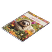 花パーソナライズされたの咲く幸せなナマケモノ ノートブック (左側)