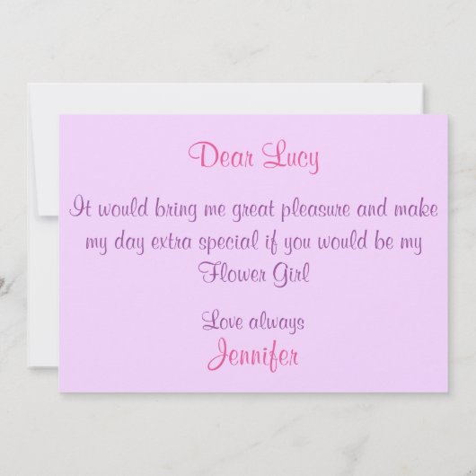 花パーソナライズされたの娘になろう 招待状 (裏面)