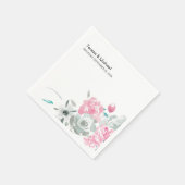 花パーソナライズされたの花の水結婚色 スタンダードカクテルナプキン (角)