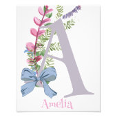 花パーソナライズされたを使った子供部屋アート フォトプリント            (正面)