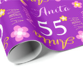 花パーソナライズされたアニタ時代の誕生日ラップ ラッピングペーパー (ロールコーナー)