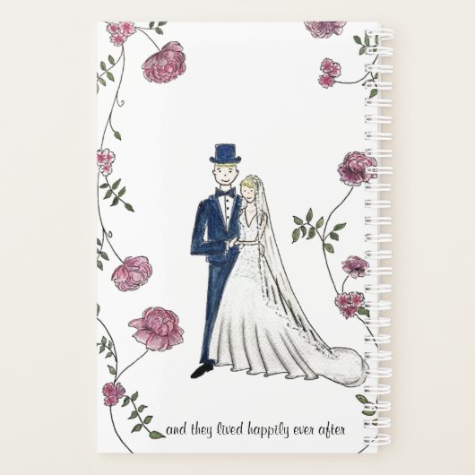 花パーソナライズされたウェディングプランナー日記カレンダー プランナー手帳 (裏面)