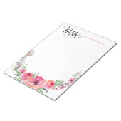 花パーソナライズされたカスタム付きカラーノートパッド ノートパッド (アングル)