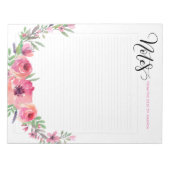 花パーソナライズされたカスタム付きカラーノートパッド ノートパッド (正面)