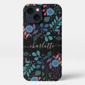 花パーソナライズされたカラフル柄 iPhoneケース (裏面)