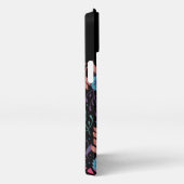 花パーソナライズされたカラフル模様モノグラム iPhoneケース (右側面)