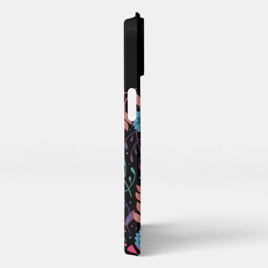 花パーソナライズされたカラフル模様モノグラム iPhoneケース (右側面)