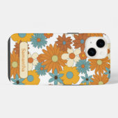 花パーソナライズされたカラフル模様 iPhoneケース (裏面横)