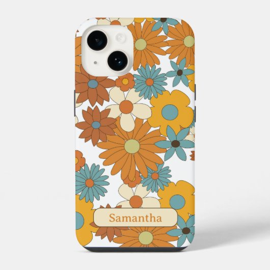 花パーソナライズされたカラフル模様 iPhoneケース (裏面)