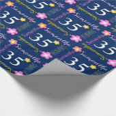 花パーソナライズされたサマンサ時代の誕生日ラップ ラッピングペーパー (角)