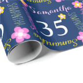 花パーソナライズされたサマンサ時代の誕生日ラップ ラッピングペーパー (ロールコーナー)