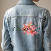 花パーソナライズされた付きの名前 デニムジャケット