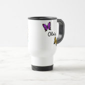 花パーソナライズされた付きカエルon Lilypad トラベルマグ (正面右)