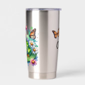 花パーソナライズされた付きカエルon Lilypad 保温保冷タンブラー (左面)