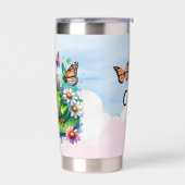 花パーソナライズされた付きカエルon Lilypad 保温保冷タンブラー (左面)