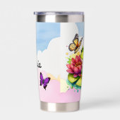 花パーソナライズされた付きカエルon Lilypad 保温保冷タンブラー (右面)