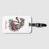 花パーソナライズされた付きボホウマの名前 ラゲッジタグ (正面横)
