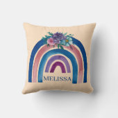 花パーソナライズされた付きボホ虹 クッション (裏面)