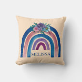 花パーソナライズされた付きボホ虹 クッション (正面)