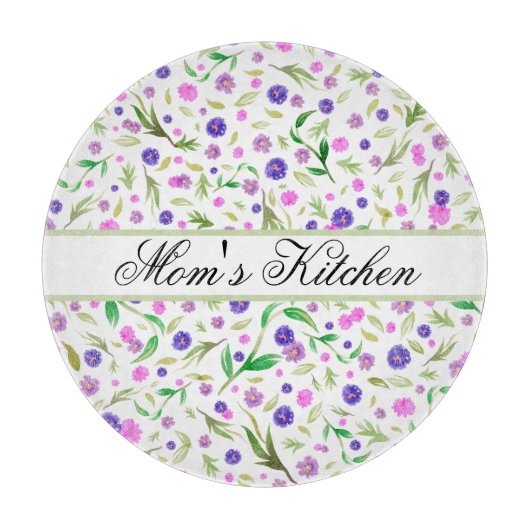 花パーソナライズされた切り盤 – 自然ギフト カッティングボード (正面)