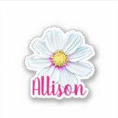 花パーソナライズされた名シール シール (正面)