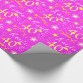 花パーソナライズされた名40歳の誕生日ラップ ラッピングペーパー (角)