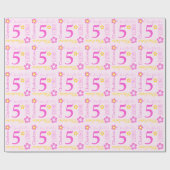 花パーソナライズされた名age 5th birthday wrap ラッピングペーパー (フラット)