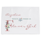 花パーソナライズされた女の子エレガントフローラ ラージペーパーバッグ (正面)