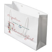 花パーソナライズされた女の子エレガントフローラ ラージペーパーバッグ (正面アングル)