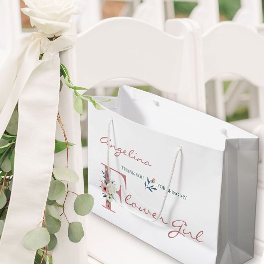 花パーソナライズされた女の子エレガントフローラ ラージペーパーバッグ