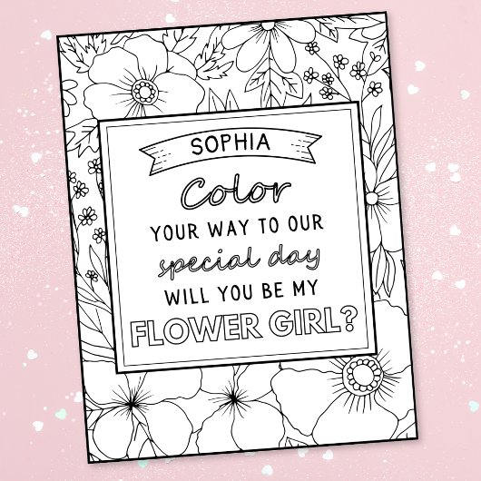 花パーソナライズされた女の子提案着色カード