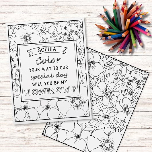 花パーソナライズされた女の子提案着色カード